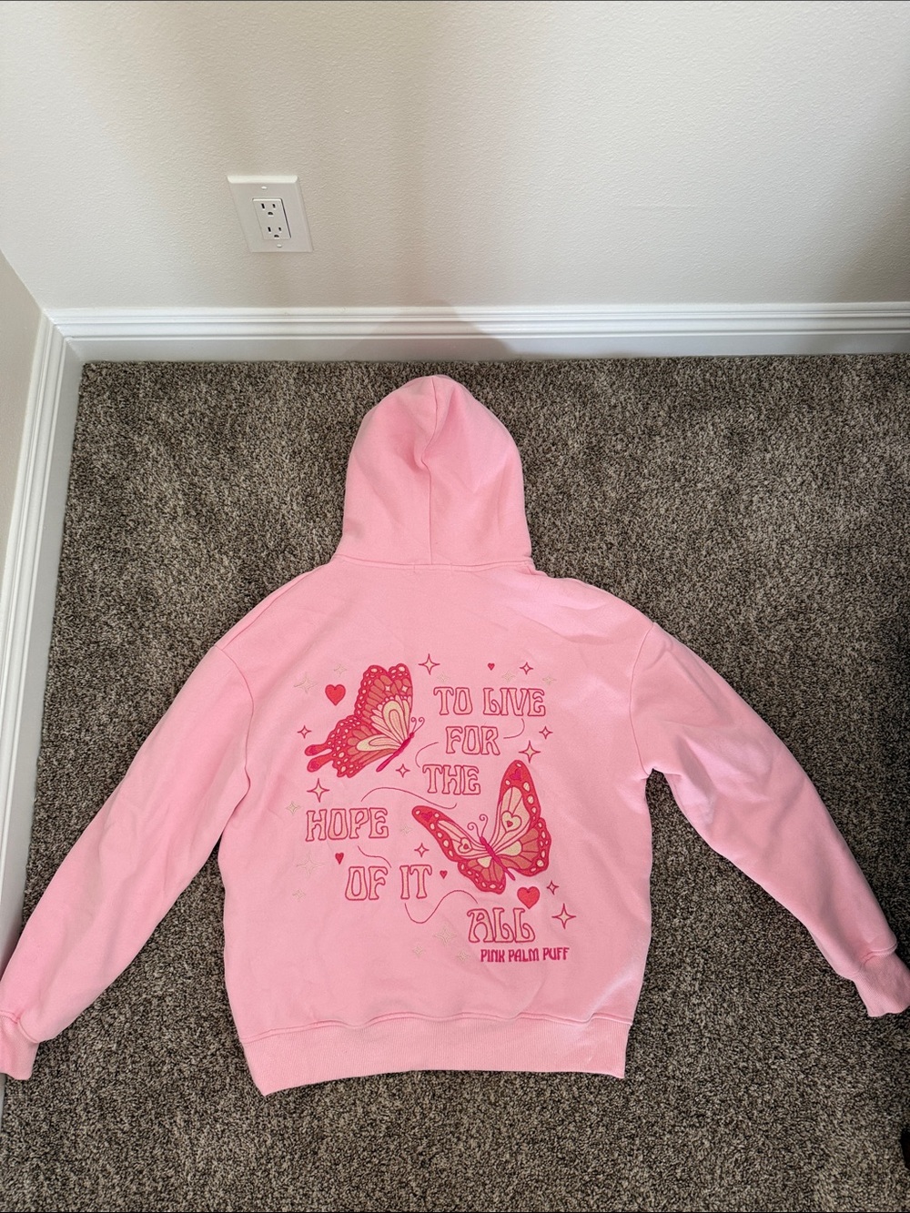 Pink Palm Puff butterfly sweatshirt